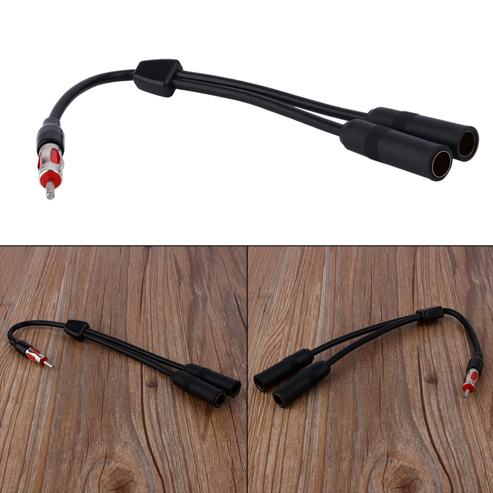 Car Antenna Splitter Cable 30.5Cm 2 Female To 1 Male Extension Black 7901382833602