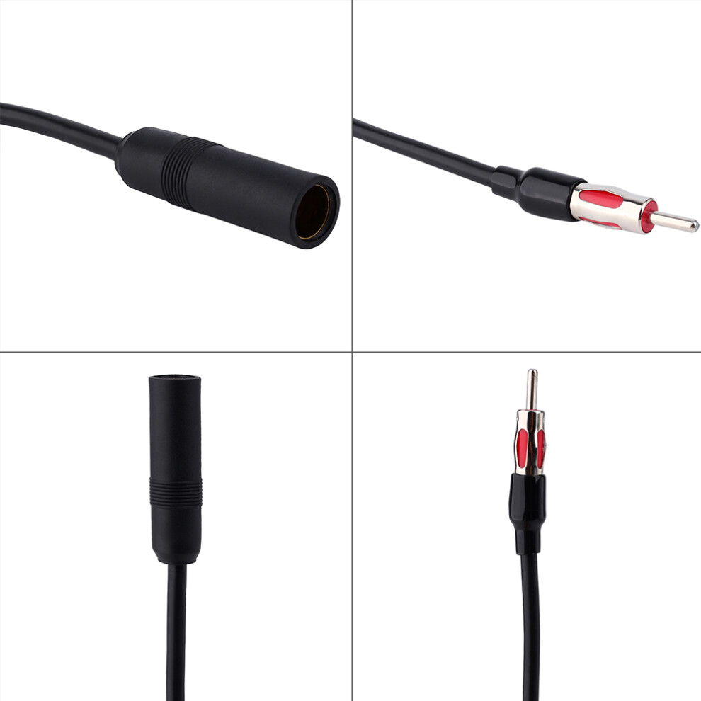 Car Antenna Extension Cable Male To 2 Female 30.5Cm For Stereo Radio Black 8781382833616