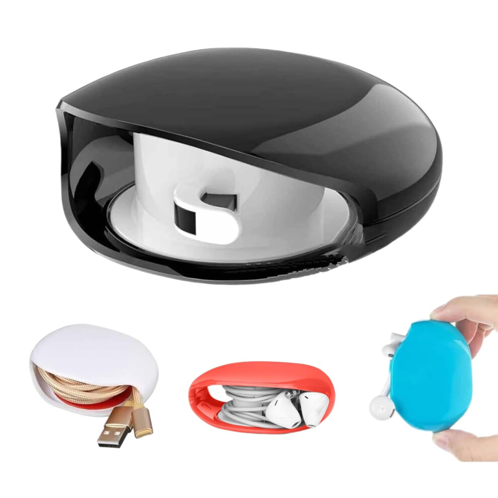 Automatic Cord Reel Cable Management, Retractable Usb Cable Organizer, Winder Case For Headset Cables, Travel Use Black 9070919197642