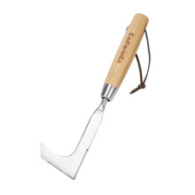 Weeding Tool with LShaped Hook Blade and Hardwood Handle for Paver Crack and Sidewalk Crevice Removal