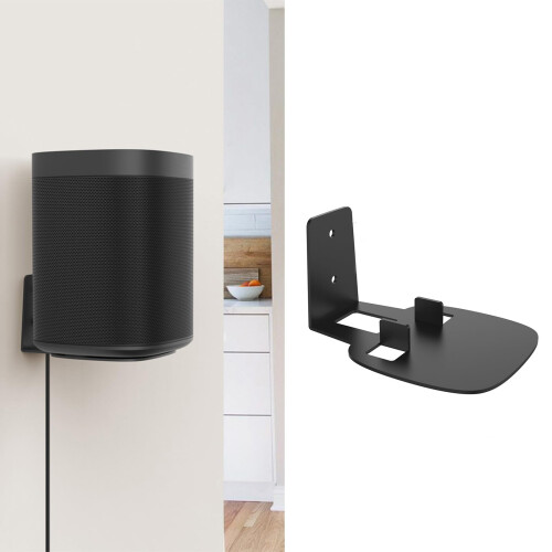 Metal Speaker Wall Mount Bracket Adjustable for Bookshelf Loudspeakers Space Saving Black 1