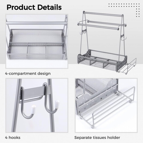 Picnic Caddy with Handle, Modular Kitchen Organizer for Flatware, Condiments and Paper Towels 2