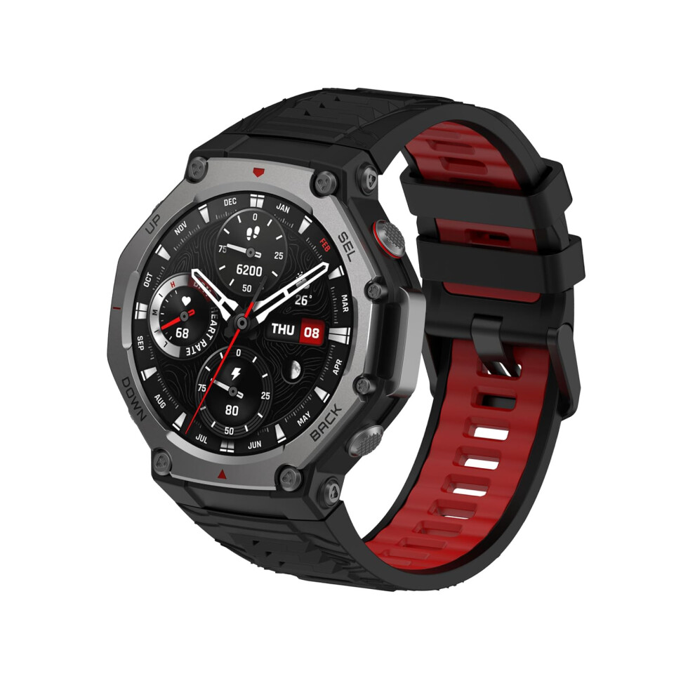 Silicone Sport Strap Sweatproof Quick Release Replacement Black Red For Amazfit Trex 3 Black,Red 9113335150355