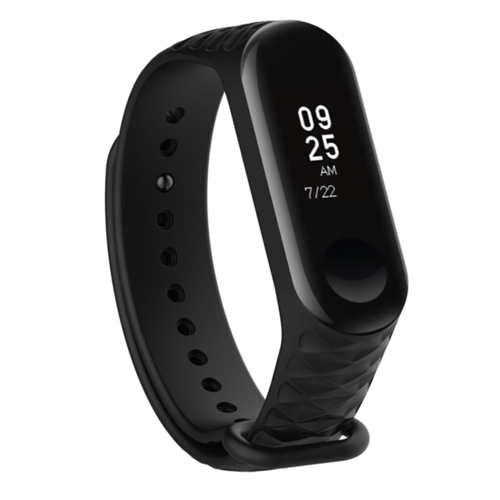 Replacement Strap For Mi Band 3 Silicone Adjustable Fit Diamond Pattern For Xiaomi Fitness Tracker Black 9070919198212