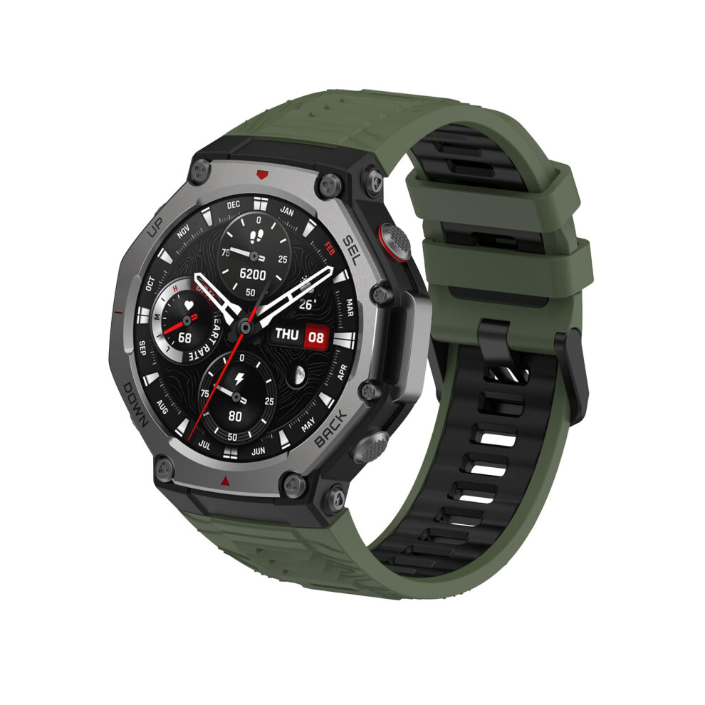 Silicone Sport Band Quick Release Sweatproof Strap Green Black Replacement For Amazfit Trex 3 Green,Black 9113335150386
