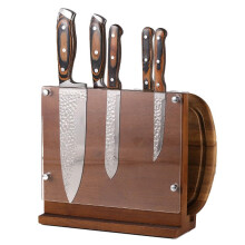 Magnetic Knife Block with Acrylic Shield, DoubleSided Acacia Wood Knife Holder, Universal Organizer