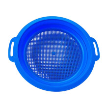 Kids Beach Sand Sifter with Handle  Fine Mesh Plastic Sand Sieve for Backyard and Outdoor Play  Blue