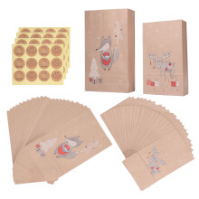 Sacs cadeaux de Noël réutilisables en papier kraft, décorés sur le thème de Noël, assez spacieux, avec autocollants inclus, grande polyvalence,