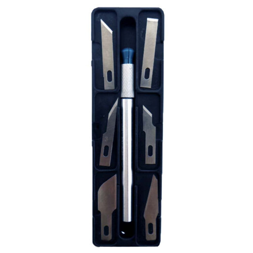 7 Piece Hobby Knife Set with Razor Sharp Precision Blades and Ergonomic Handle for Crafting
