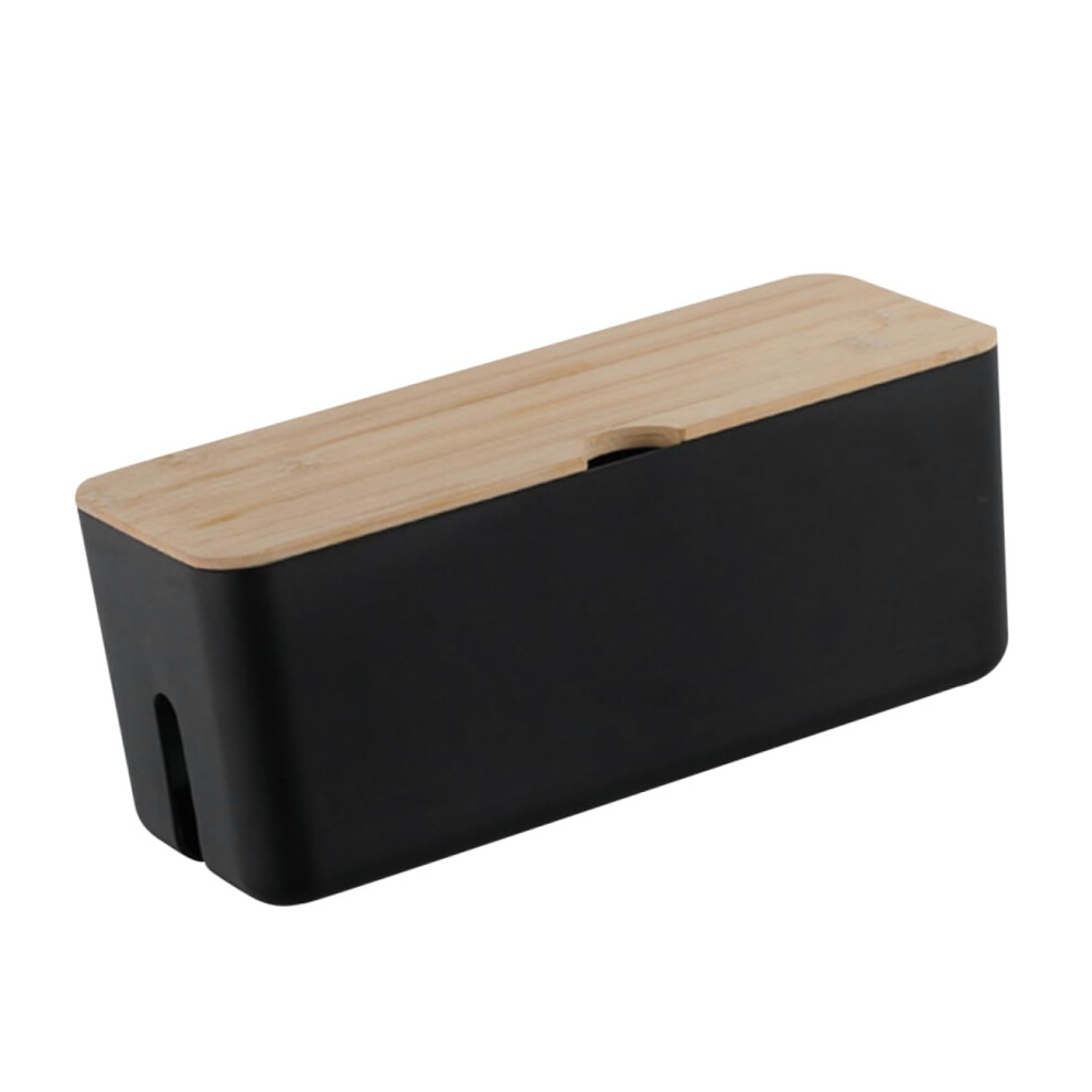 Wall Mounted Cable Management Box With Bamboo Lid Cord Organizer For Router And Charging Cables 9113335154292