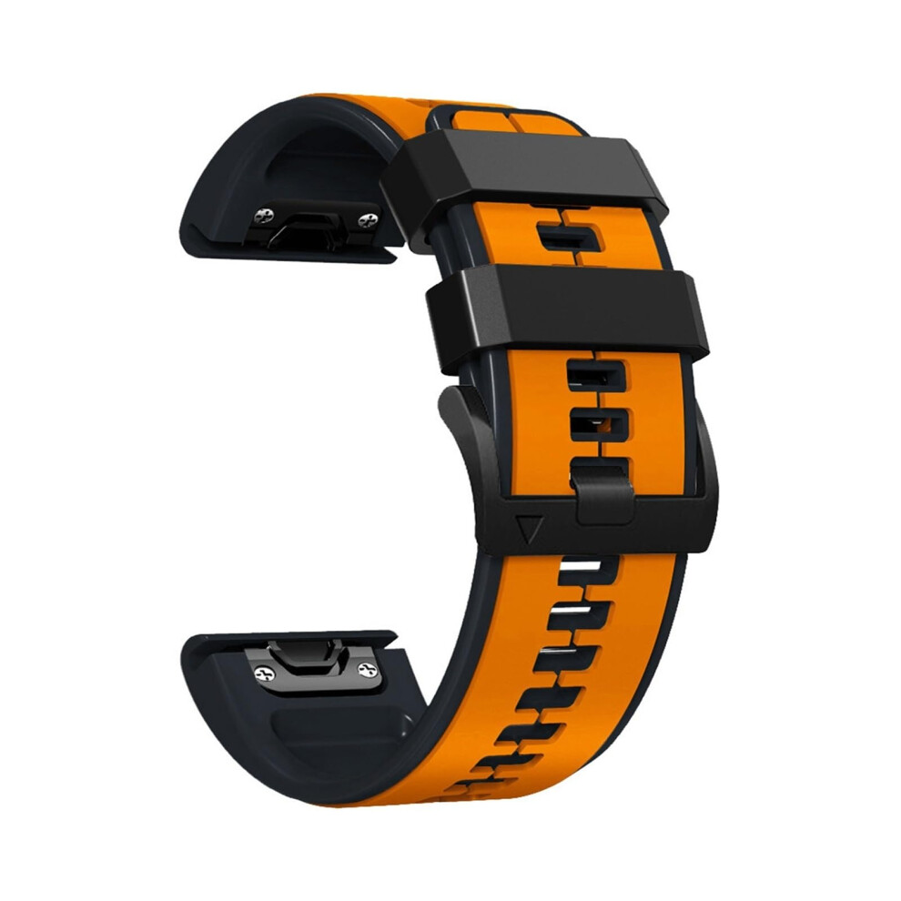 22Mm Orange Black Silicone Quick Release Sporty Twotone Watch Band Strap For Garmin Fenix 8 47Mm Orange,Black 9070919202797