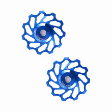 2pcs Blue 11T Aluminum Jockey Wheel Derailleur Pulley for Bicycles