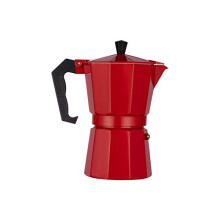 Electric Moka Pot 6 Cup 300ml Red Aluminum Stovetop Espresso Maker with Fast Brewing