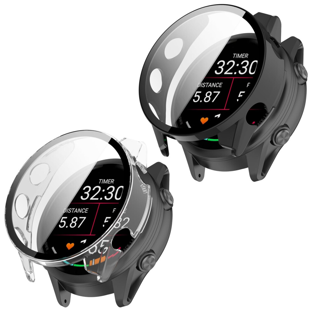 Case With Screen Protector, 9H Scratch Resistant Full Protection (Black+Clear) For Garmin Forerunner 570 42Mm Black 9113335154872