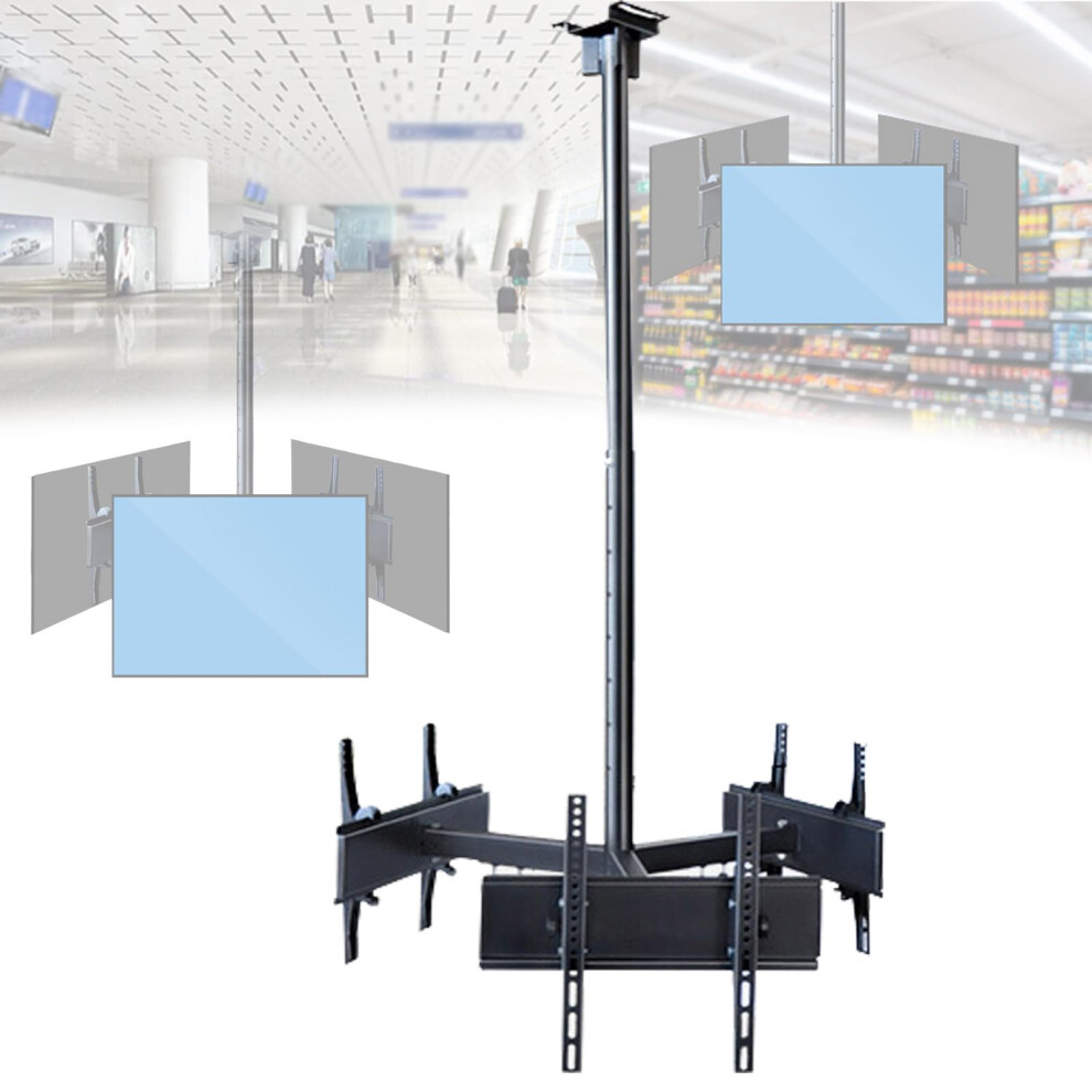 Motorized Flipdown Ceiling Tv Mount 3275 Inch, 360 Rotating Adjustable Height Triple Screen Bracket 9113335155077