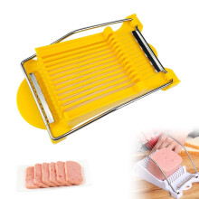 Luncheon Meat and Egg Slicer with Stainless Steel Wires, Uniform Slice Precision for Cheese Fruit Ham (Yellow)