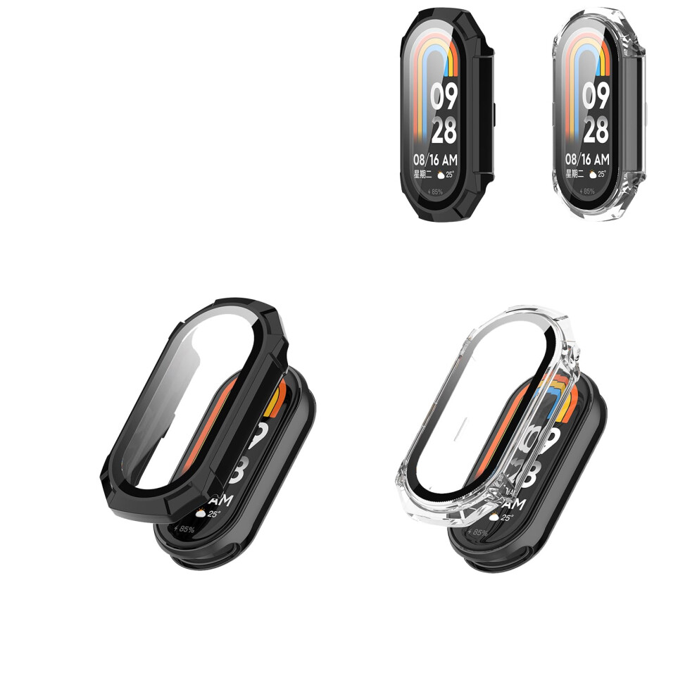 Case With Tempered Glass Screen Protector, Shockproof Full Body Cover +Transparent For Xiaomi Smart Band 10 Black 9113335155589