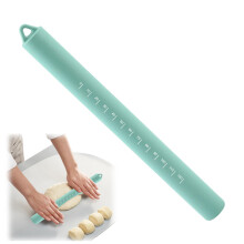 Silicone Rolling Pin with Measurements, Non Stick Heat Resistant Dough Roller Set, Green 2 Pack