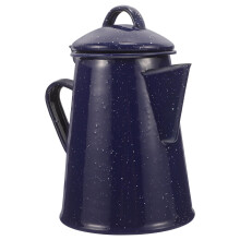 Enamel Coffee Pot Blue Speckled Camping Water Kettle with Ergonomic Handle and Spill Spout
