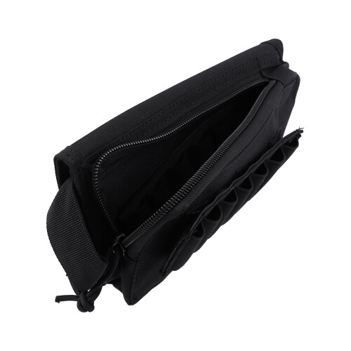 Black Nylon Cheek Rest with Secure Shell Slots & Zipper Bag