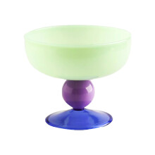 Cyan Glass Dessert Bowls with Vibrant Color Block Design for Ice Cream, Pudding, Fruits and Snacks