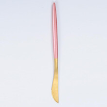 4Pcs Stainless Steel Dinner Knives with Pink Handle, Serrated Blade, Mirror Finish for Home Restaurant