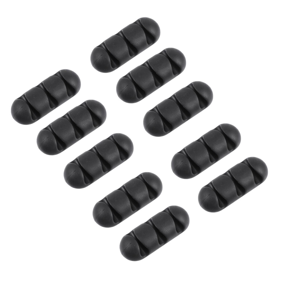 10 Pcs Triple Slot Cable Management Clips Cord Organizer For Desktop Adhesive Black Holders 9070919205354