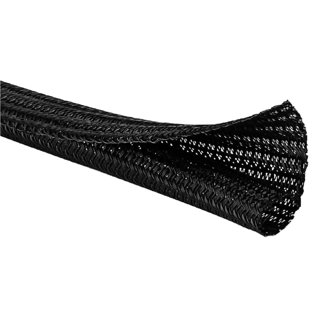 50Ft 1.25 Inch Braided Cable Management Sleeve Self Closing Split Wire Loom Tubing For Automotive And Industrial Use 9070919205613