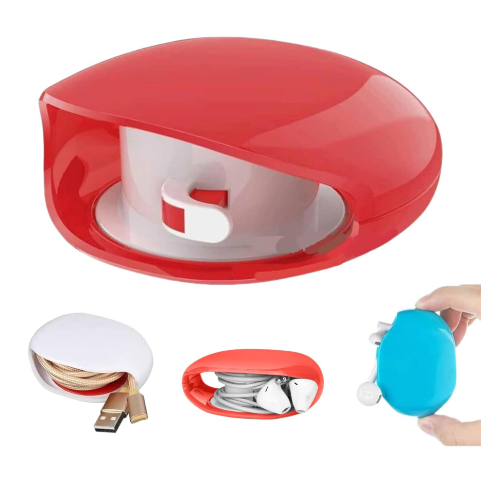 Retractable Cable Organizer With Automatic Retraction For Usb, Charger And Headset Â Red Compact Case 9113335156852