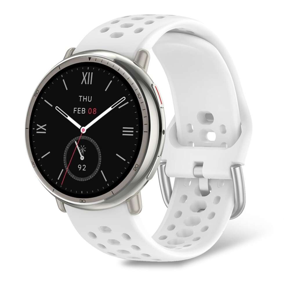 Square Silicone Strap With Secure Buckle Breathable Sport Fit For Men Women For Amazfit Active 2 White 9070919205934