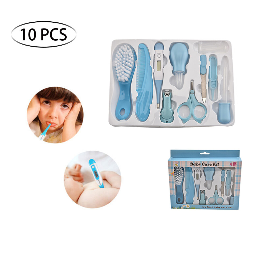 Newborn Hygiene Kit, Toddler Toothbrush and Nasal Aspirator, Deluxe Clutch Case for Baby Healthcare, 10Pcs