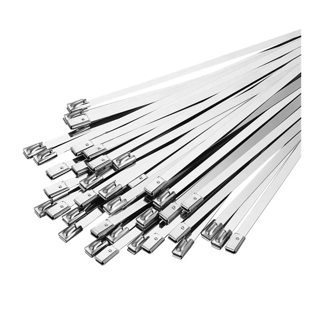 304 Stainless Steel Cable Ties 7.9X300mm 100Pcs Selflocking Heavy Duty Metal Zip Ties For Exhaust 9113335157712