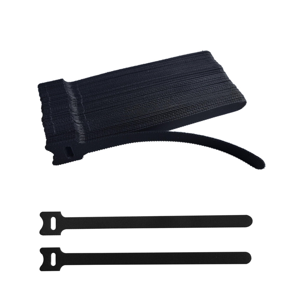 8 Inch Black Reusable Cable Ties, Adjustable Hook And Loop Straps For Home Office Cord Management, 56 Pcs 9113335158474