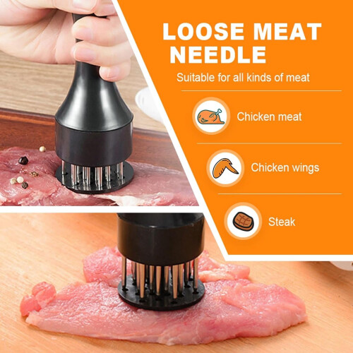 Meat Tenderizer Tool with 21 Sharp Stainless Needles for Beef Pork Chicken Fish Grilling Black 1
