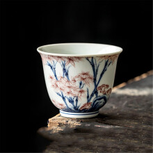 Handmade Chinese Ceramic Gongfu Tea Cup with Gold Accents, Traditional Asian Design, Dishwasher Safe