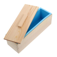 Blue Silicone Soap Making Mold Kit with Wooden Box Lid for DIY Smooth and Reusable Bars