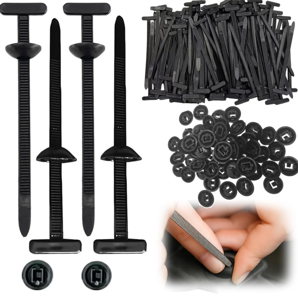 100Pcs Heavy Duty Nylon Cable Ties 8 Inch Uv Resistant Black Zip Ties With Selflocking Buckle For Automotive 9113335159419