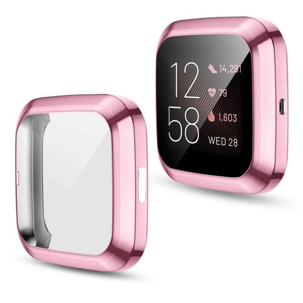 Case For Fitbit Versa 2 Tpu Plating Full Coverage Protective Shell Lightweight Snapon Fit Pink 9070919209253
