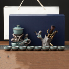 Chinese Tea Set Yixing Zisha Gongfu Style with Enamel Cups for Office or Home Tea Brewing