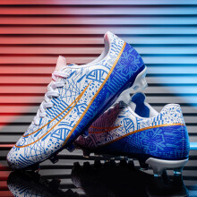 (WHITE, 43) Low-cut football shoes with long studs for adults, men and women, sports anti-skid wear-resistant competition training shoes