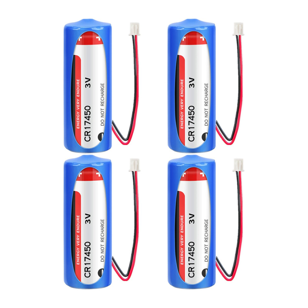 4 Pack Cr17450 3V Lithium Battery 2400Mah With 2.54 Plug For Gps And Smoke Detector 9174973191445