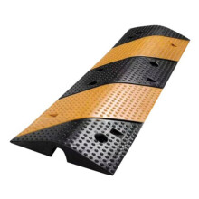 Heavy Duty Rubber Speed Bump with 1 Channel Cable Protector Ramp, Reflective Strips for Driveway and Parking Lot
