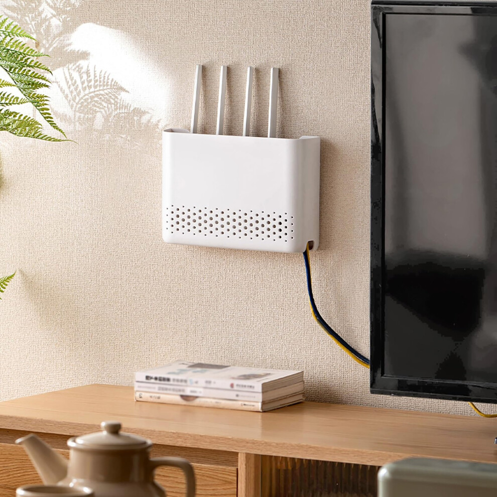 Wall Mounted Wifi Router Storage Box With Honeycomb Ventilation And Invisible Cable Management 9113335161351