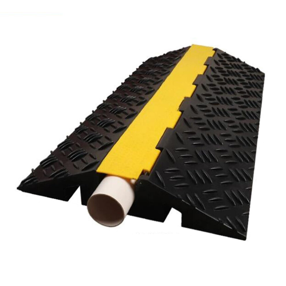 Rubber Speed Bump Ramp With Cable Protector, Heavy Duty Modular Design For Driveways And Garage 9070919211485