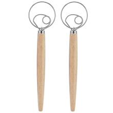 2Pcs Stainless Steel Dough Blender with Ergonomic Oak Handle for Baking Bread and Pastries