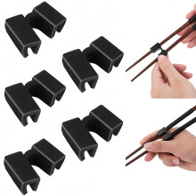 5pcs Reusable Chopstick Training Aid with Ergonomic Grip for Adults and Beginners, Adjustable, Easy Clean, Black