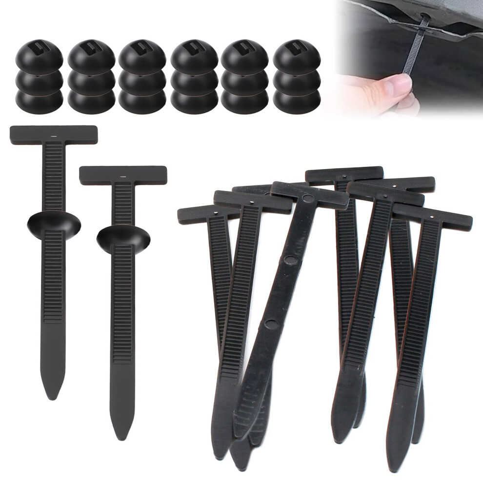 100Pcs Nylon Cable Tie Buckles, Heavy Duty Selflocking Car Bumper Fasteners With Pin And Button 9070919212048