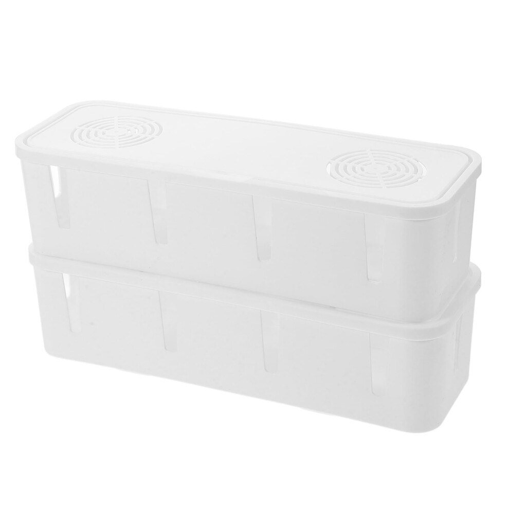 2 Pack Cable Management Box With Lid, Cord Organizer For Power Strip Storage, Dustproof Ventilated Design 9113335162518