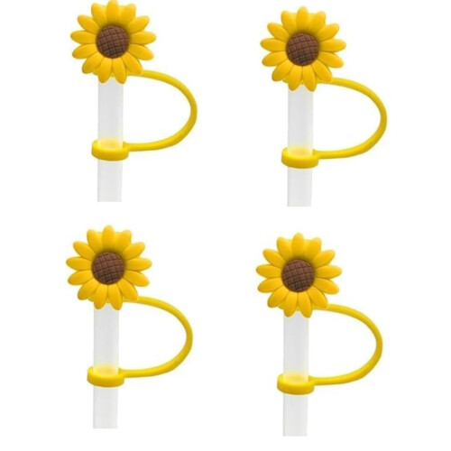 Silicone Sunflower Straw Covers Reusable Splash Proof Dustproof Tips for Stanley Cup