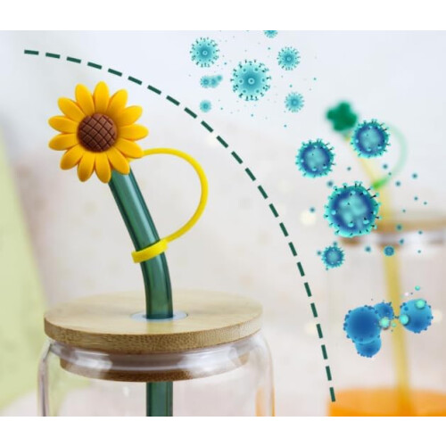 Silicone Sunflower Straw Covers Reusable Splash Proof Dustproof Tips for Stanley Cup 1